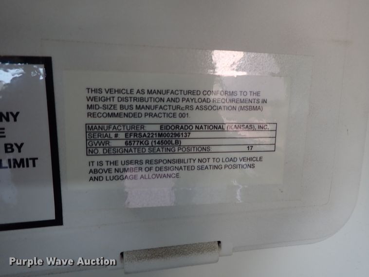 image for item DE0893 2010 Ford E450 Super Duty shuttle bus