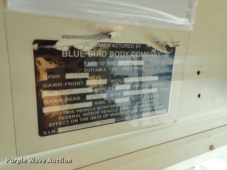 image for item DE0933 1995 Blue Bird TC2000 school bus