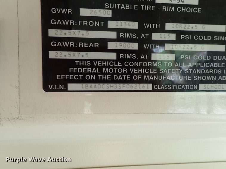 image for item DE0935 1995 Blue Bird TC2000 school bus