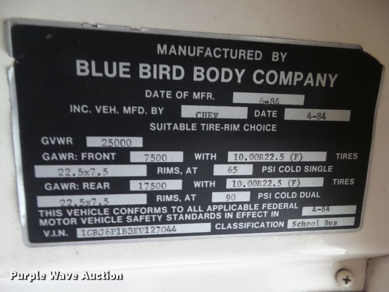 image for item DF0785 1984 Chevrolet Blue Bird school bus