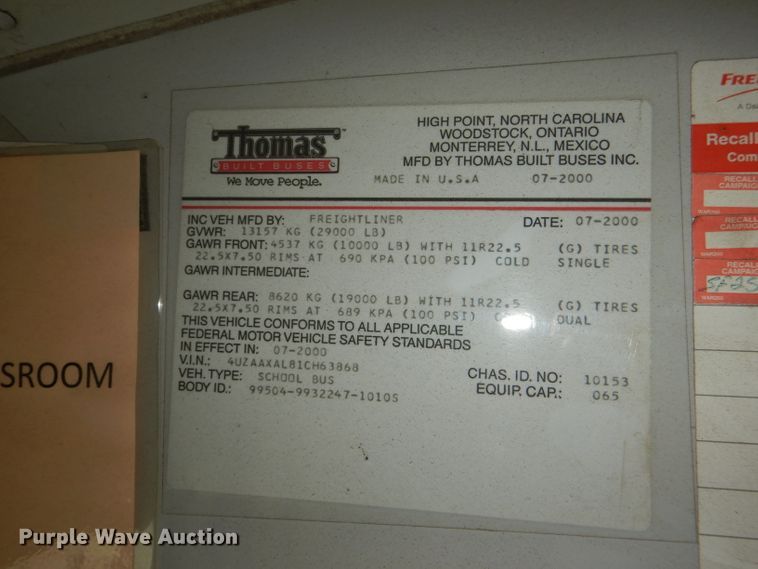 image for item DG4867 2001 Freightliner FS65 school bus