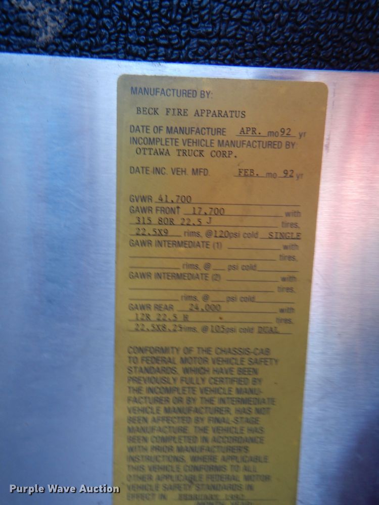 image for item DG4870 1992 Ottawa E-1 pumper rescue fire truck