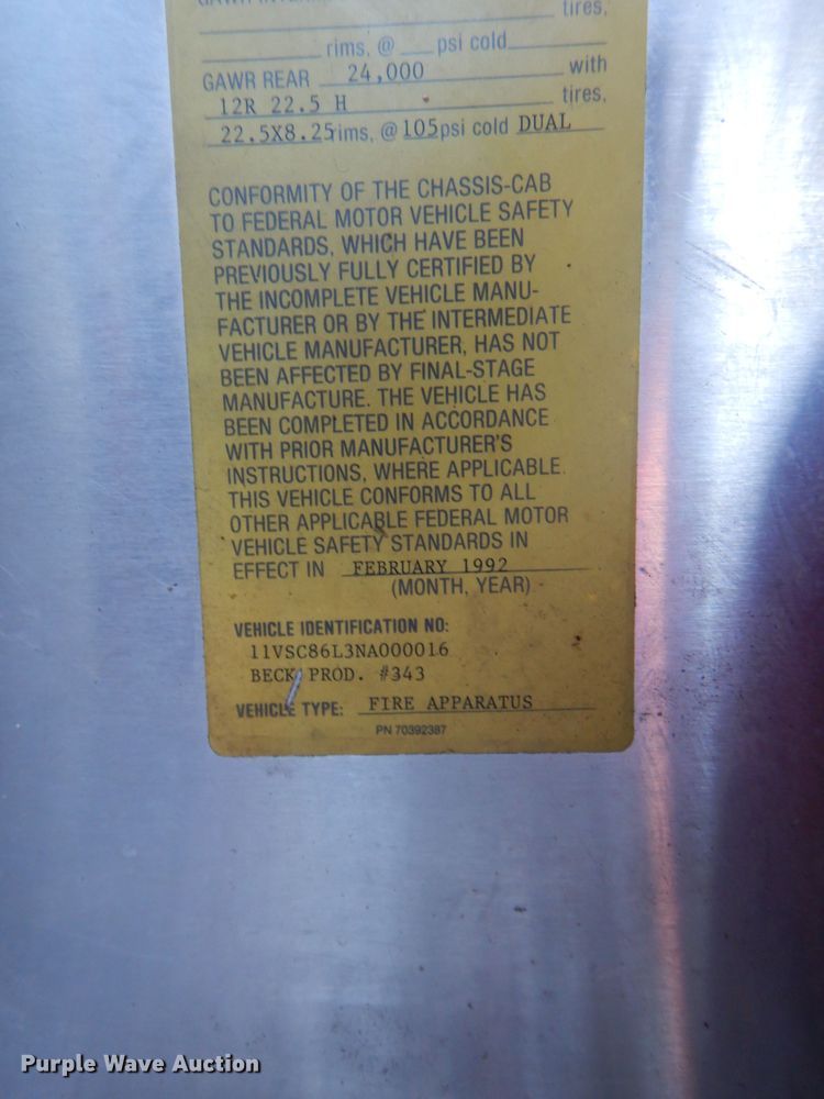 image for item DG4870 1992 Ottawa E-1 pumper rescue fire truck