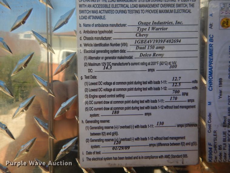 image for item DH6045 2009 Chevrolet C4500 ambulance