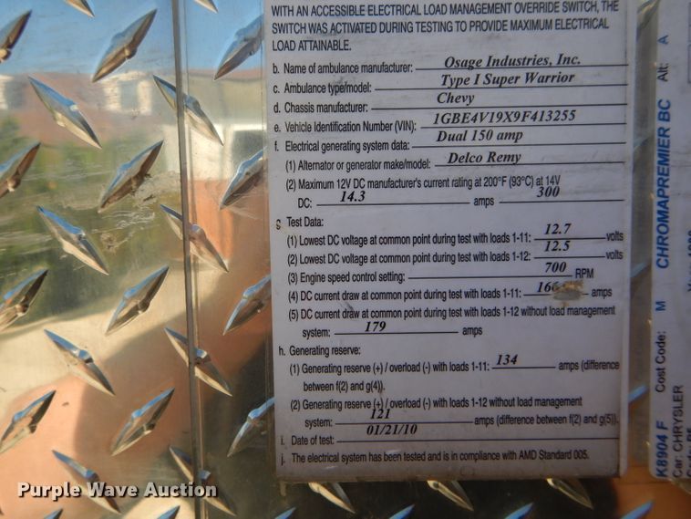 image for item DH6046 2009 Chevrolet C4500 ambulance