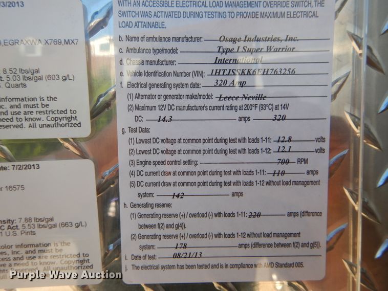 image for item DH6047 2014 International TerraStar ambulance