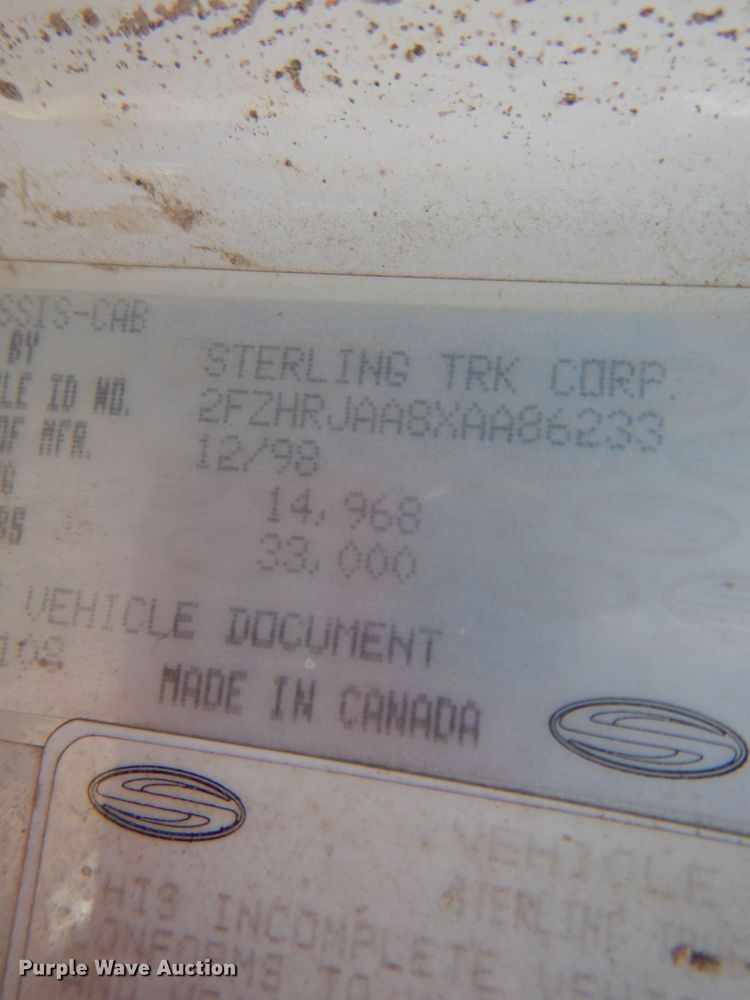 image for item DH6055 1999 Sterling L-Line sludge spreader truck