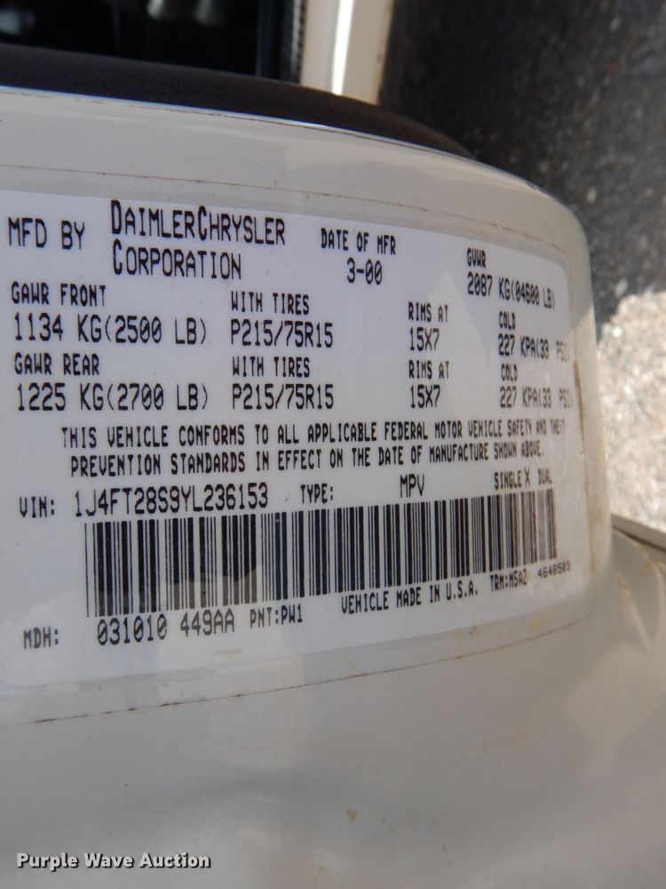 image for item DH6059 2000 Jeep Cherokee SUV