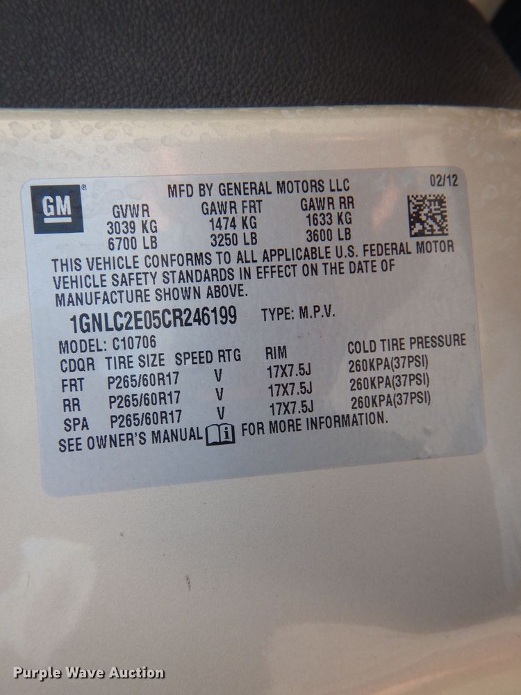 image for item DI0598 2012 Chevrolet Tahoe Police SUV