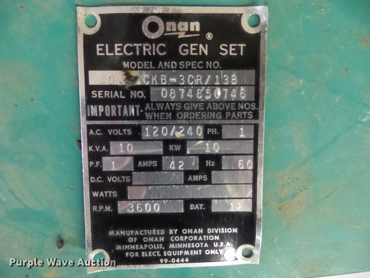 image for item EM9210 Onan CCKB series generator