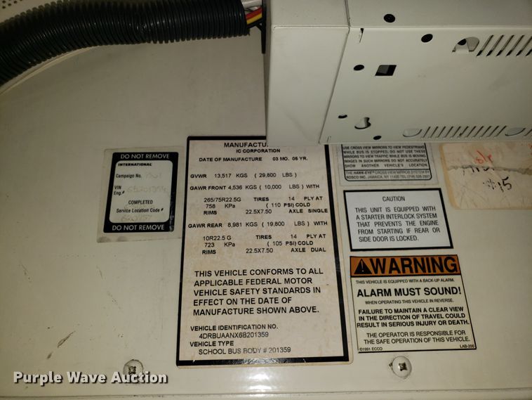 image for item ET9825 2006 International CE300 school bus