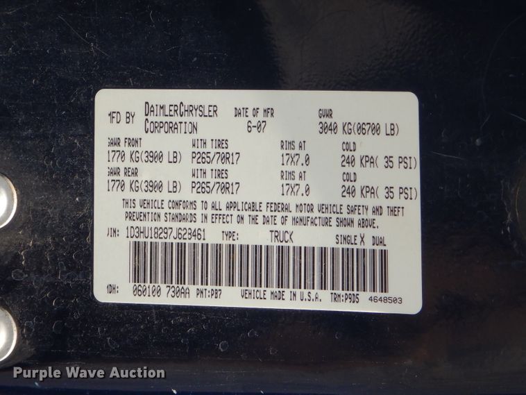 image for item FC9764 2007 Dodge Ram 1500 Quad Cab pickup truck