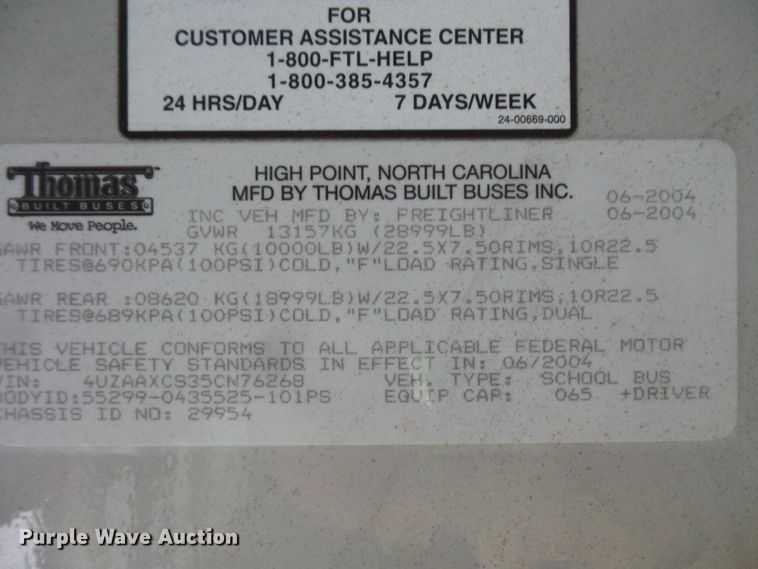 image for item FU9300 2005 Freightliner FS65 Thomas school bus