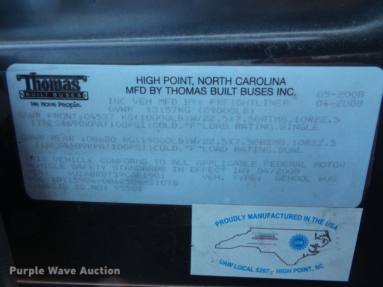 image for item FU9301 2009 Freightliner B2 Thomas school bus