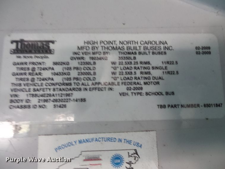 image for item FU9303 2010 Thomas Built Saf-T-Liner EF school bus