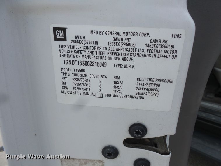 image for item FU9338 2006 Chevrolet TrailBlazer SUV