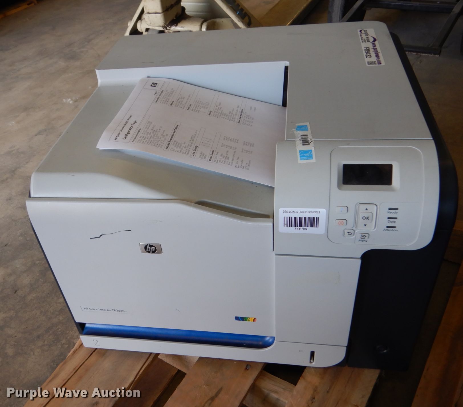 HP LaserJet CP3535N printer in Des Moines, IA Item FM9432 sold