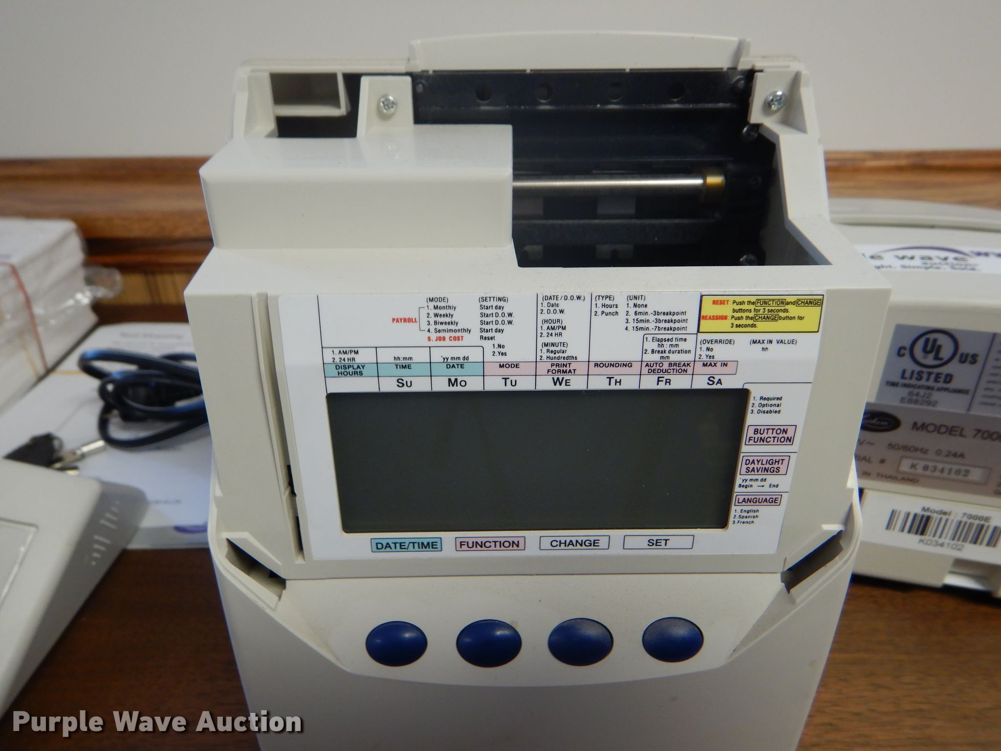 Lathem 7000E time clock system in Mankato, KS Item FY9736 sold