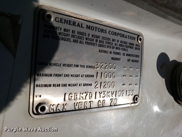 image for item FW9501 1989 Chevrolet Kodiak 70 grain truck