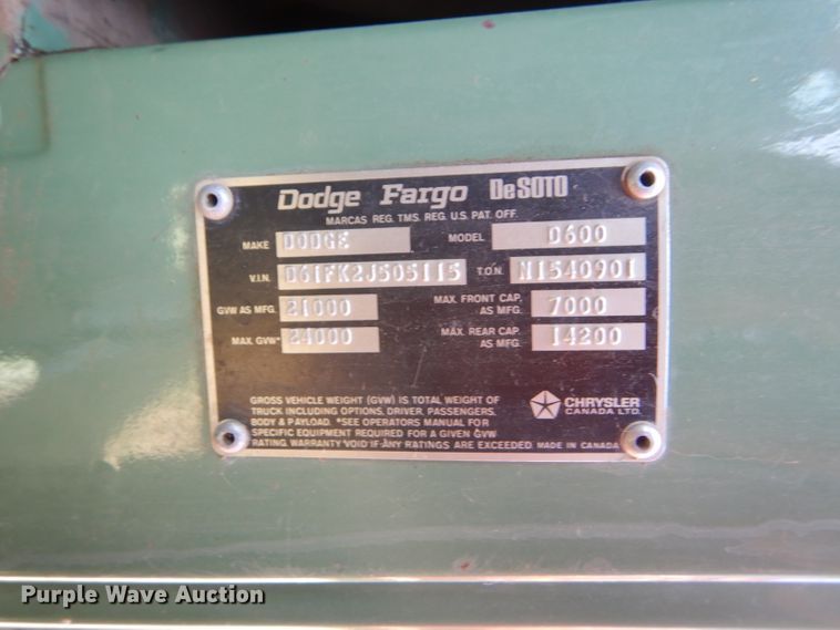 image for item FY9708 1972 Dodge 600 grain truck