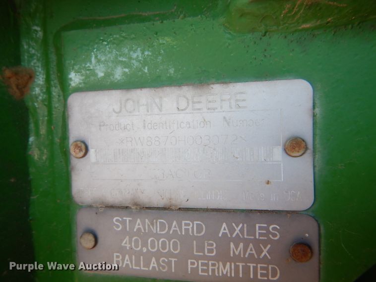 image for item FY9738 1995 John Deere 8870 4WD tractor