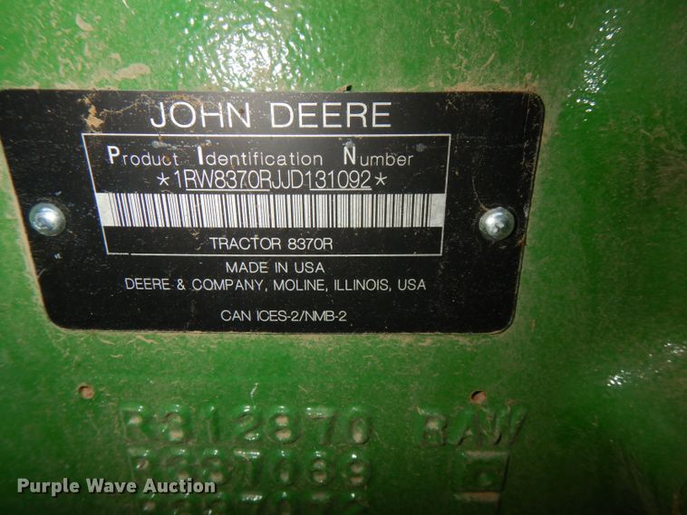 image for item DD6350 2018 John Deere 8370R MFWD tractor