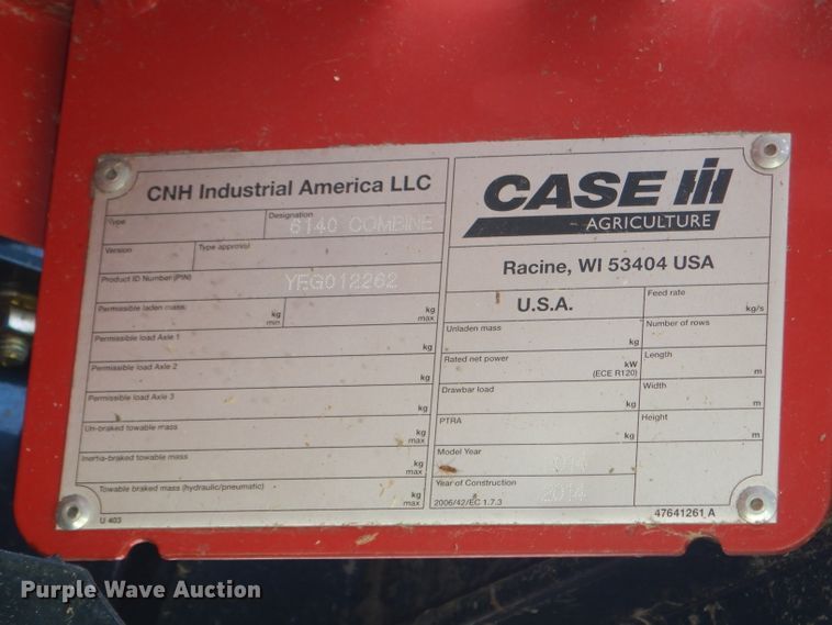 image for item DD6354 2014 Case IH 6140 AFS Hillco Sidehill RWA combine
