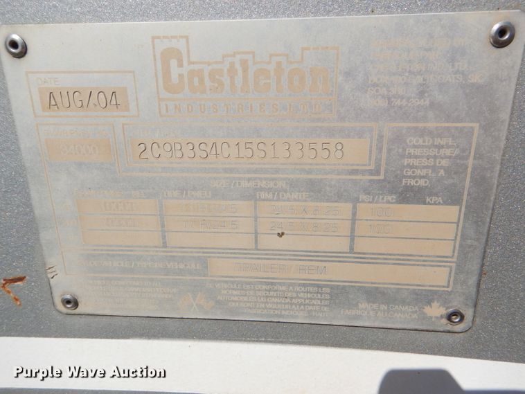 image for item DC5012 2005 Castleton double hopper bottom grain trailer