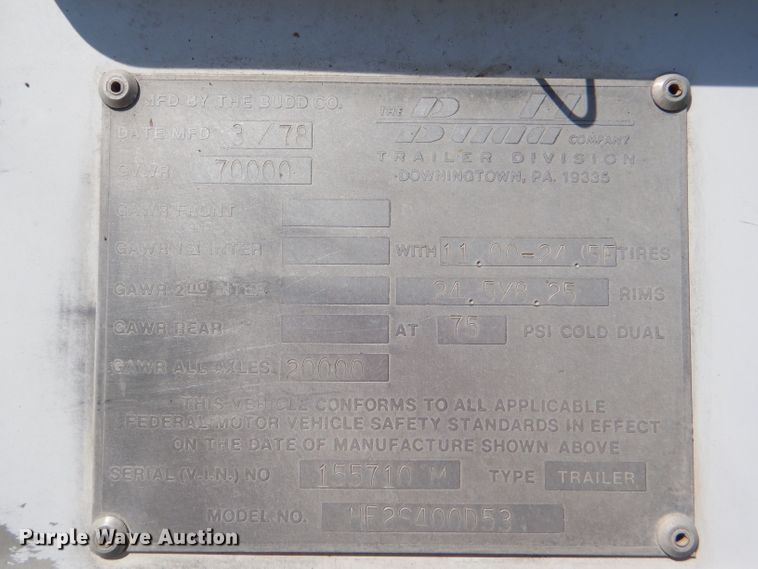 image for item DG4873 1978 Budd NF2S400D53 dry van trailer