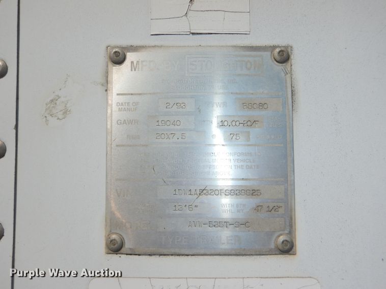 image for item DG4875 1993 Stoughton AVW-535T-S-C dry van trailer