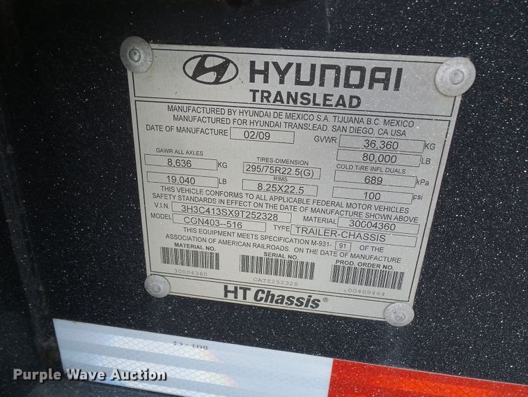 image for item DI0608 2009 Hyundai CGN403-516 flatbed trailer