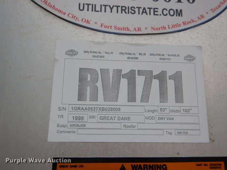 image for item FI9978 1999 Great Dane dry van trailer