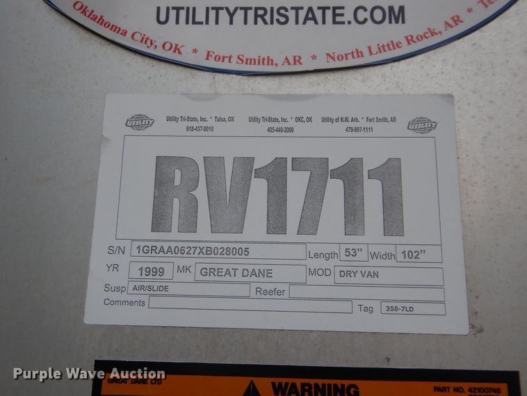 image for item FI9978 1999 Great Dane dry van trailer