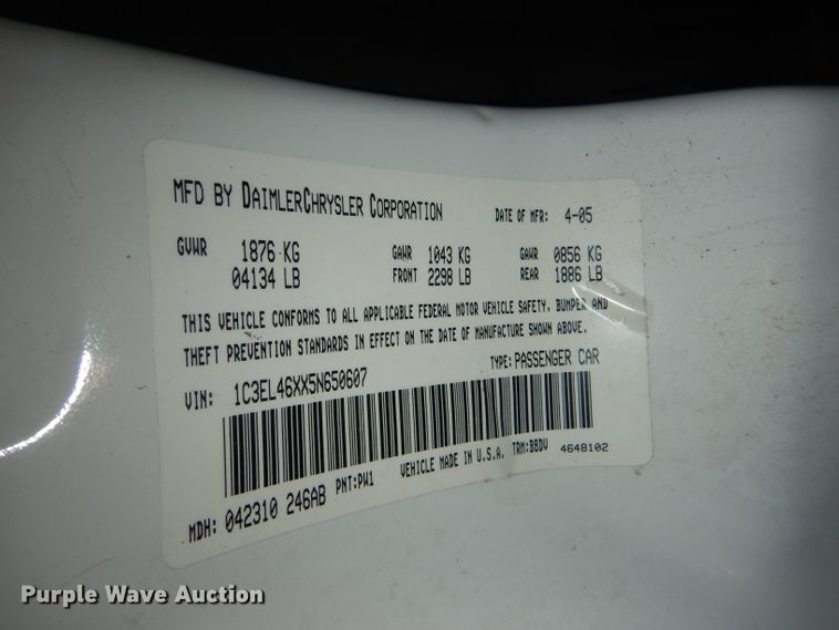 image for item DG4879 2005 Chrysler Sebring