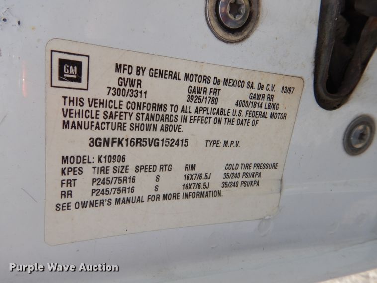 image for item DG4892 1997 Chevrolet Suburban 1500 LT SUV