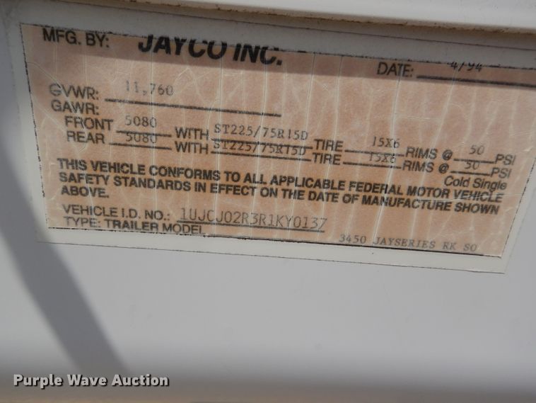 image for item DG4893 1994 Jayco 3450 J Series camper