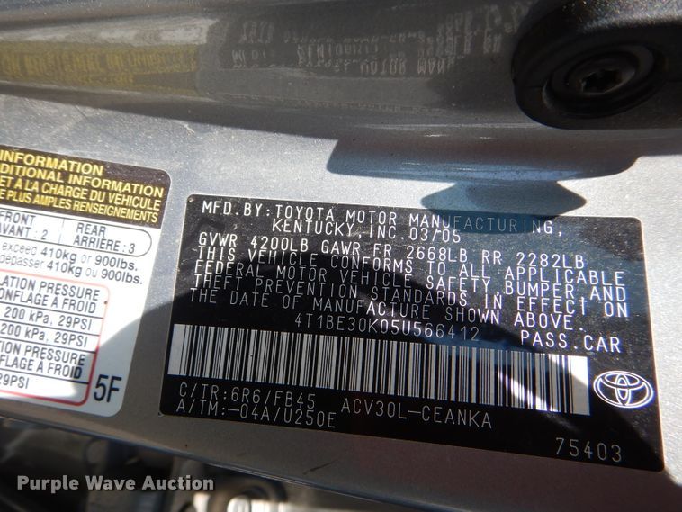 image for item DG4896 2005 Toyota Camry LE