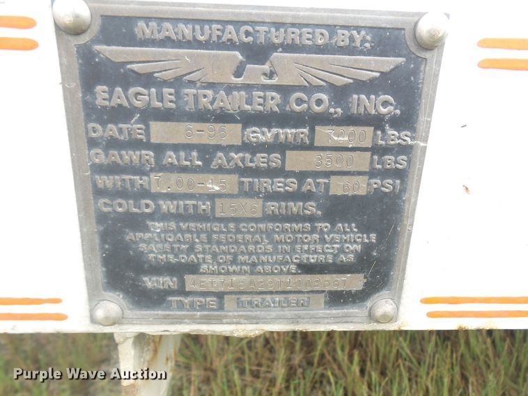 image for item DE2369 1996 Eagle utility trailer