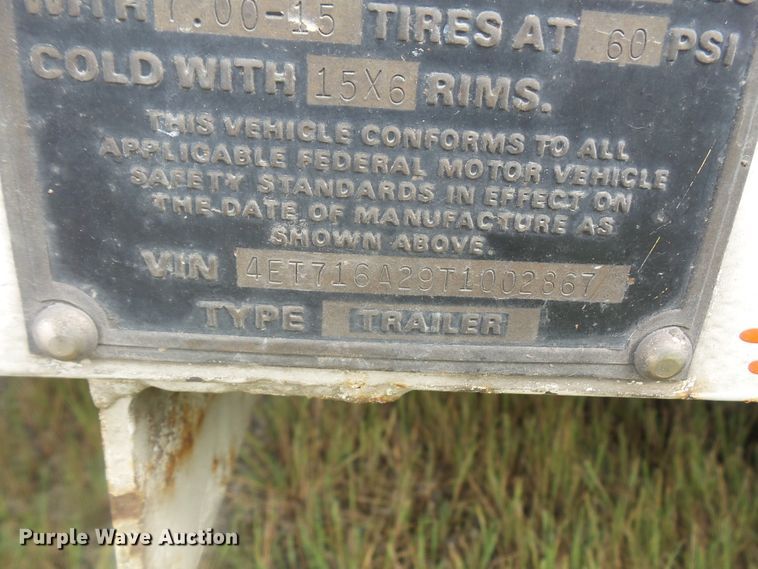 image for item DE2369 1996 Eagle utility trailer