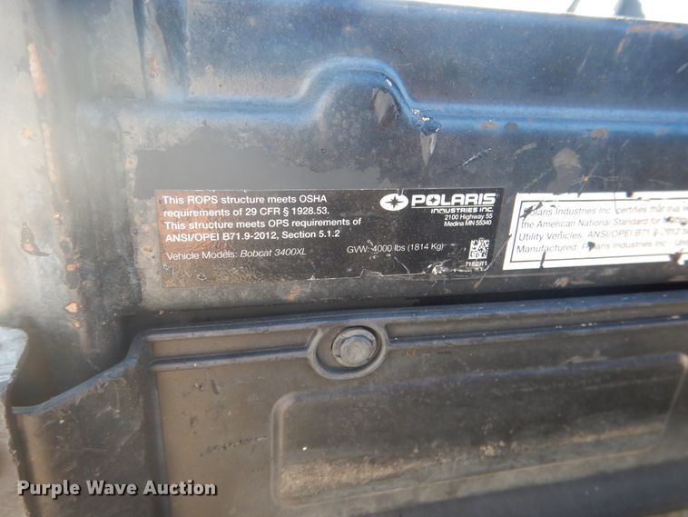 image for item DE3997 2015 Bobcat 3400XL utility vehicle