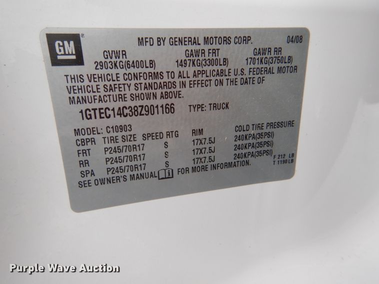 image for item DG4903 2008 GMC Sierra 1500 pickup truck