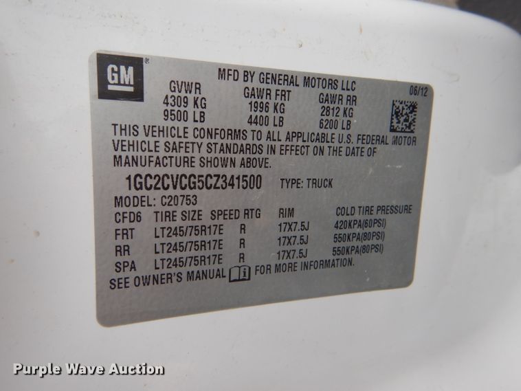 image for item DG4904 2012 Chevrolet Silverado 2500HD Ext. Cab pickup truck