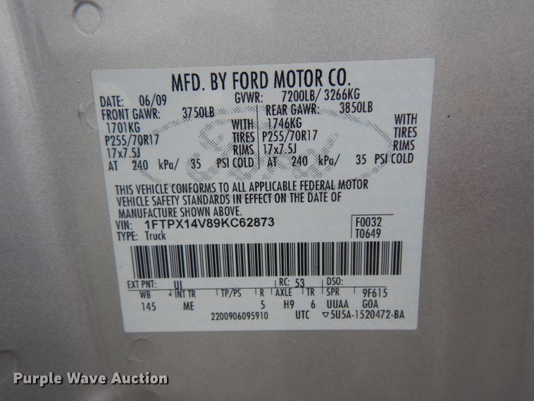 image for item DH0325 2009 Ford F150 SuperCab pickup truck