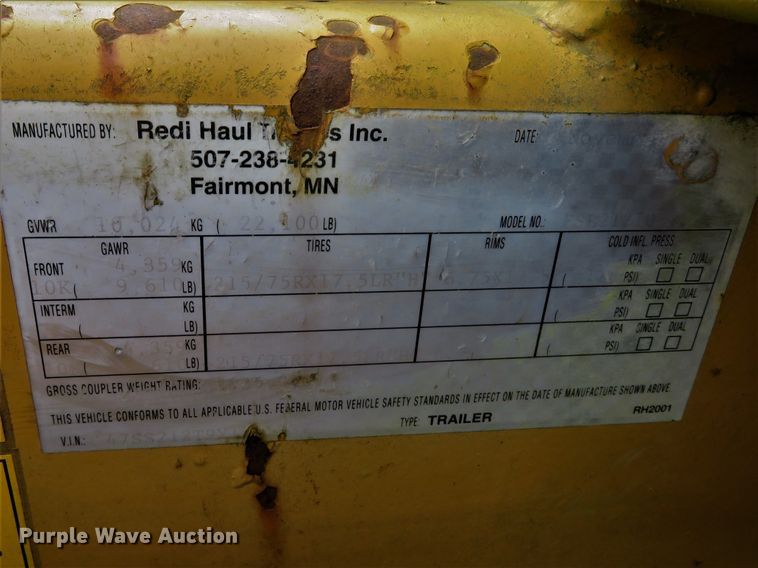 image for item DH1504 2000 Redi Haul FSL21210 equipment trailer