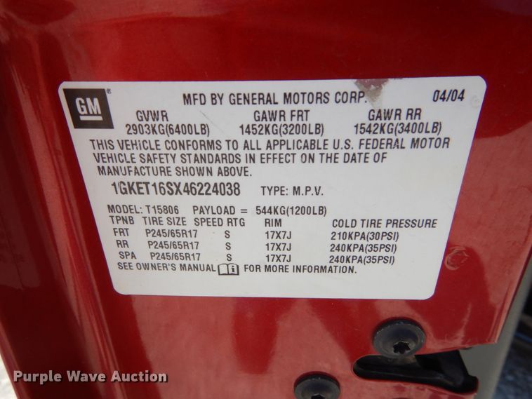 image for item DH2002 2004 GMC Envoy XL SUV