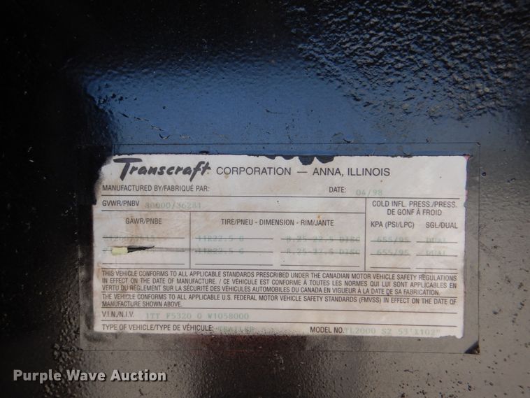 image for item DH5262 1998 Transcraft TL2000 flatbed trailer