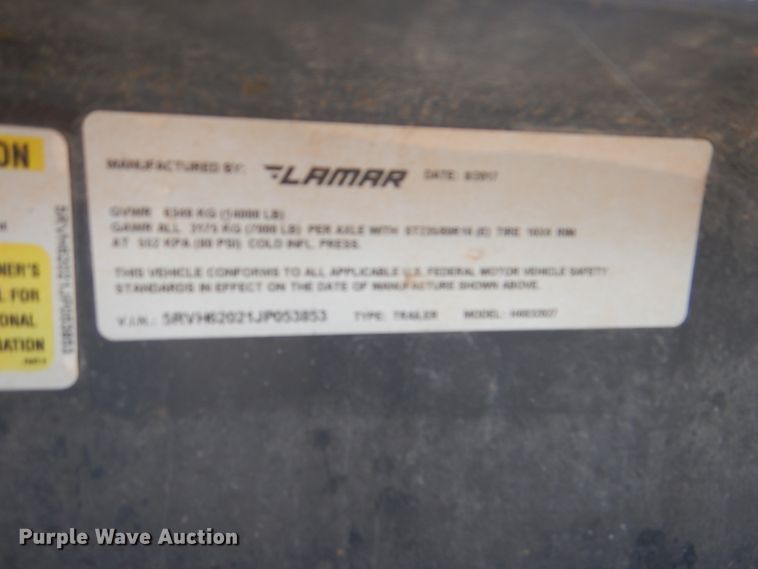image for item DH5265 2018 Lamar H6832027 utility trailer