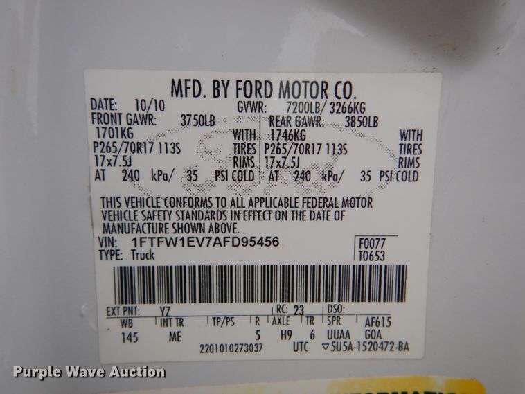 image for item DI2271 2010 Ford F150 SuperCrew pickup truck