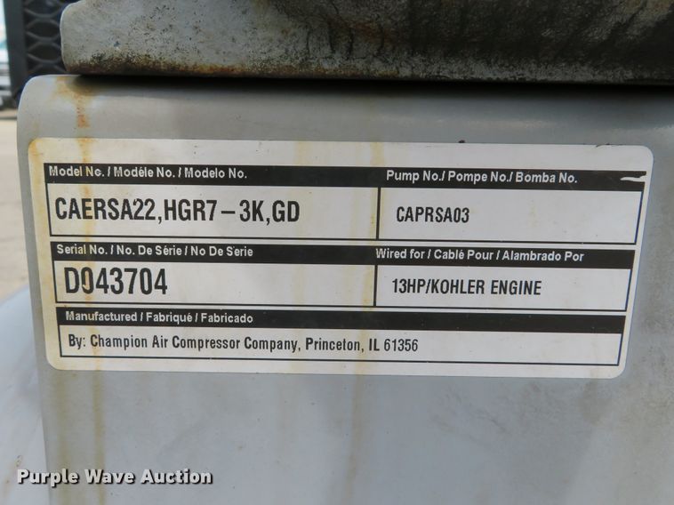 image for item EV9728 Gardner Denver air compressor