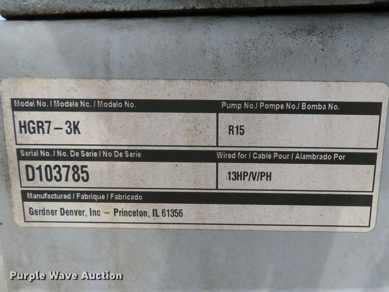 image for item EV9729 Gardner Denver air compressor